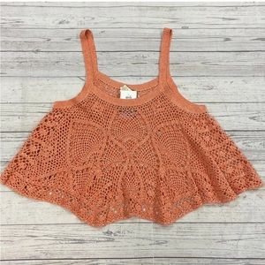 Free People Coral Crochet Knit Sleeveless Tank Top Large